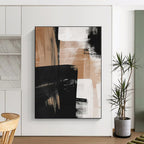 “Black, White & Beige Abstract” - Abstract Painting On Canvas PS0422