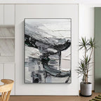 “Grey - Black Textured Abstract” - Abstract Expressionist Painting On Canvas PT1297