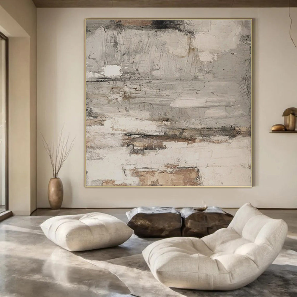 Gray and Brown Textured, "Timeless Patina" – Textured Abstract Painting On Canvas PS0973