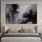 “Abstract Cityscape in Gray” - Abstract, Urban - Styled Painting On Canvas DKS009