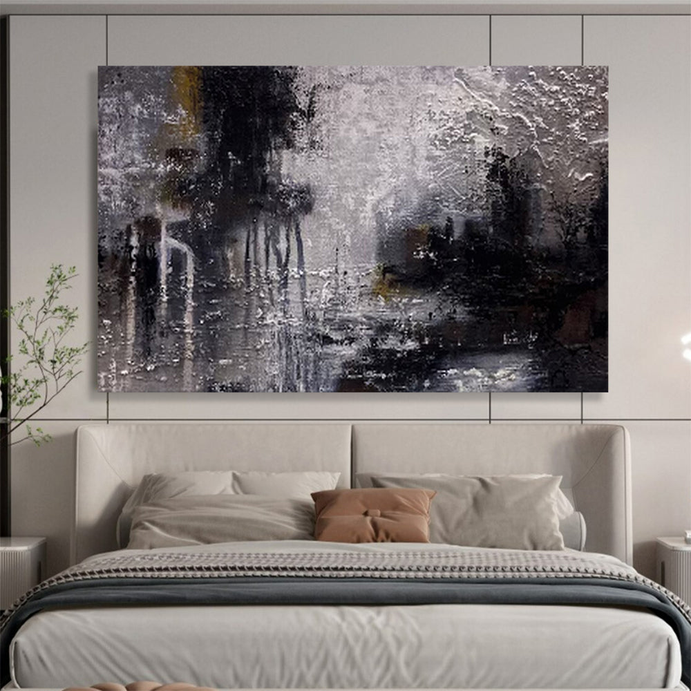 “Abstract Cityscape in Gray” - Abstract, Urban - Styled Painting On Canvas DKS009