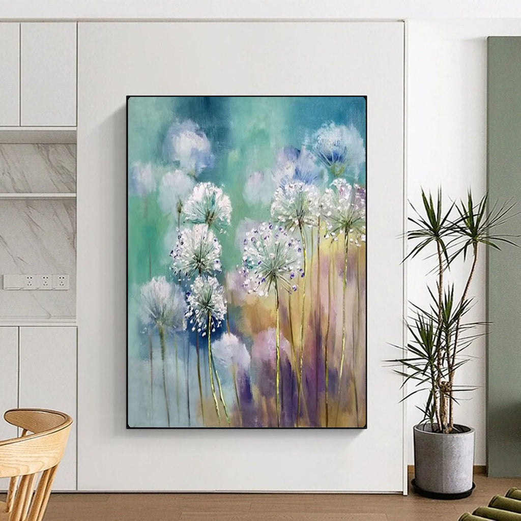Dandelion Dreams Soft - Hued Floral Impasto, Painting On Canvas PT2151