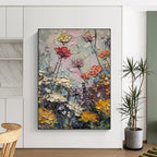 Pastel Floral Impasto, Post - Impressionistic, Painting On Canvas PT2142