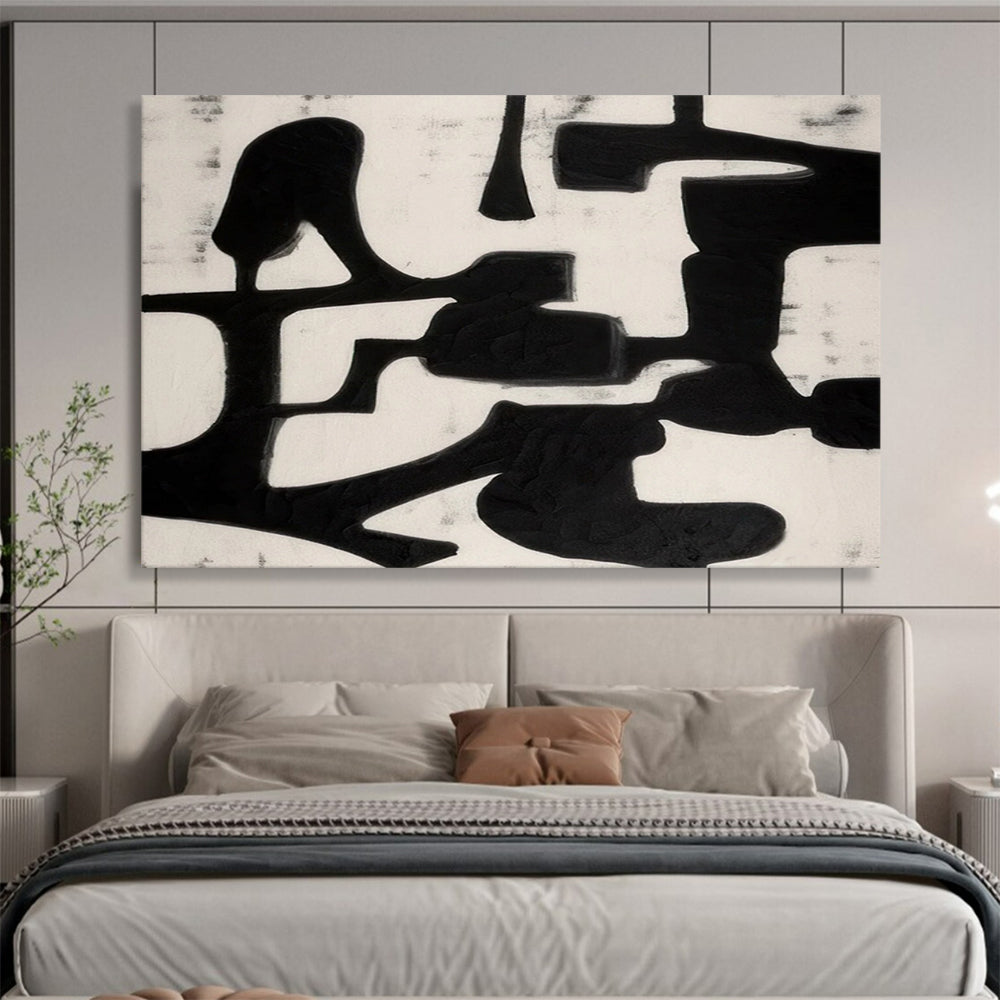 “Bold Black and White Shapes” - Minimalist Abstract Painting On Canvas PT063