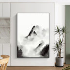 “Ink - Wash Mountainscape” - Traditional Chinese Style Clouds & Peaks Painting On Canvas DS207