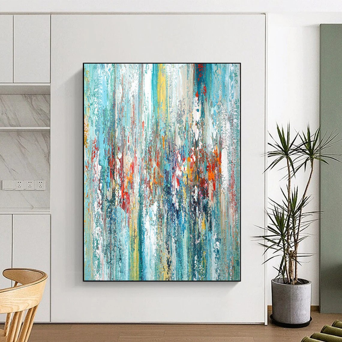 “Colorful Vertical Abstract Strokes” - Expressive Abstract Painting On Canvas PS0284