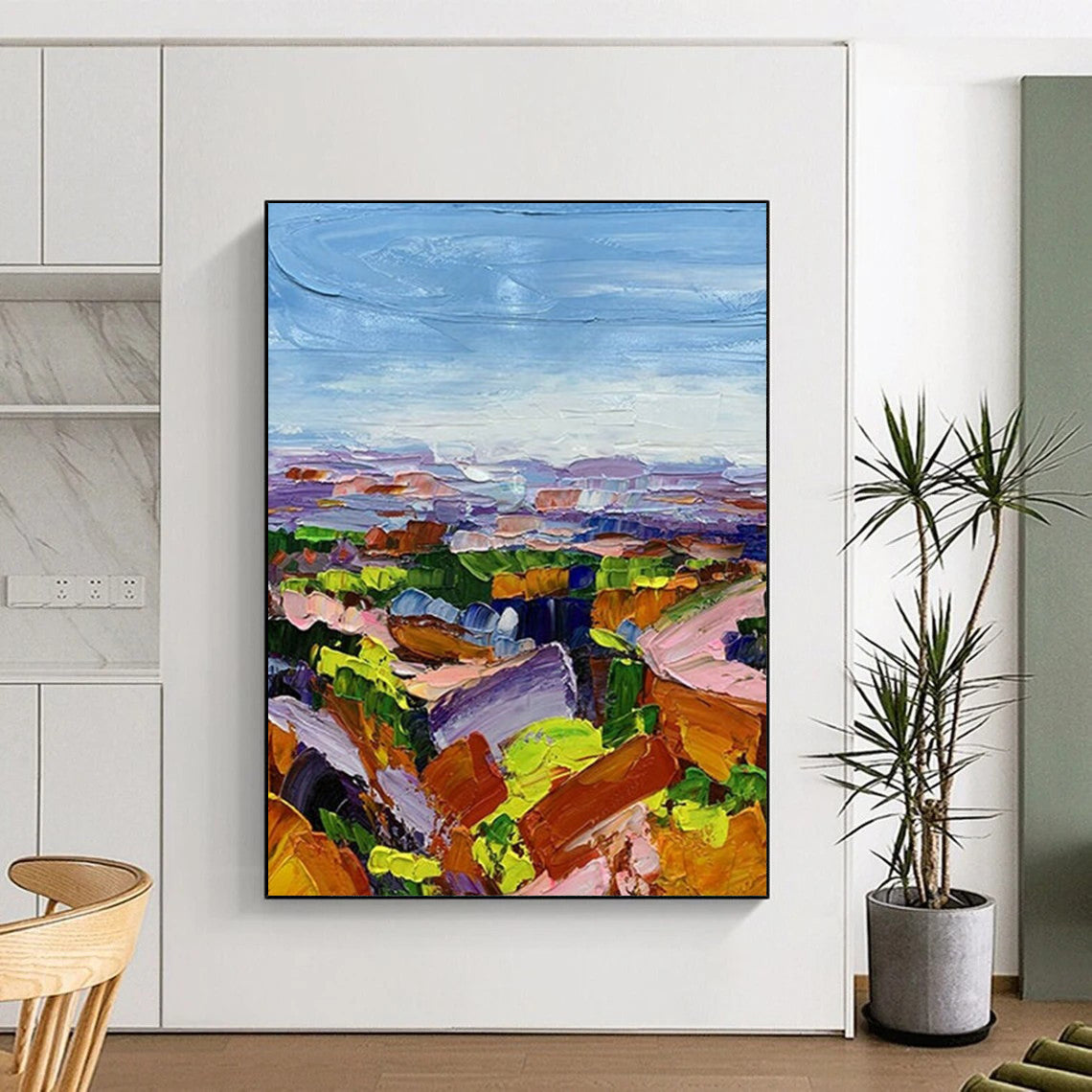 “Colorful Landscape Panorama” - Impressionistic Abstract Landscape Painting On Canvas DS276