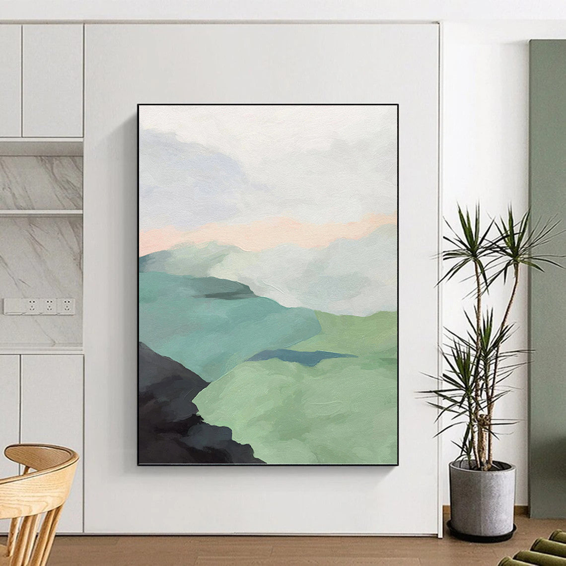 “Pastel Mountain Landscape” - Minimalist - Inspired Landscape Painting On Canvas PT1445