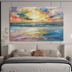 “Vibrant Sunset Beach” - Impressionist Maritime - Painting On Canvas PT1748