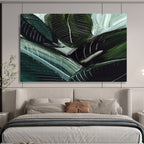 “Dark Green Leafy Abstract” - Botanical Abstract Painting On Canvas PT144