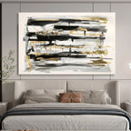 “Black, Gray, and Gold Abstract” - Minimalist Abstract Painting On Canvas DKS846