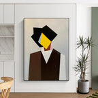 “Geometric Abstract Portrait” - Cubist Painting On Canvas PT2076