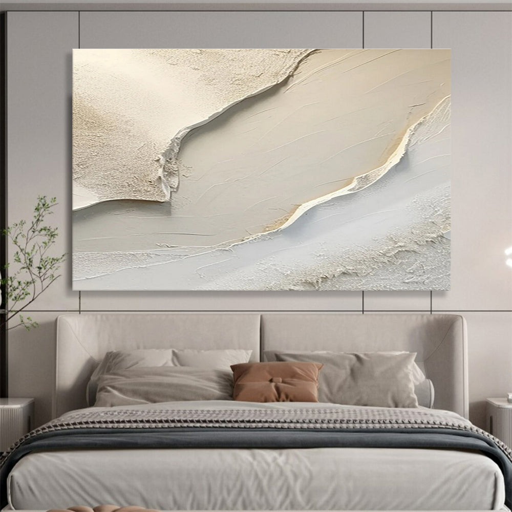 Textured White Abstract Painting On Canvas DKS040