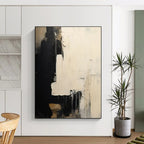 “Black and White Abstract Drama” - Abstract Expressionist Painting On Canvas PT2362