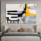 “Bold Black, Yellow, and Purple Abstract” - Modern Expressionist Painting On Canvas PT112
