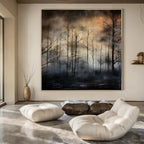 Dark Tones with Misty Forest Scene "Mystic Twilight Woods" Landscape Painting On Canvas PS1204