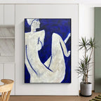“Blue - White Figures” - Abstract Figurative Painting On Canvas PT2329