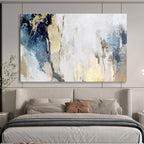 Blue, Gold, and White Abstract Modern Abstract Painting On Canvas DKS128
