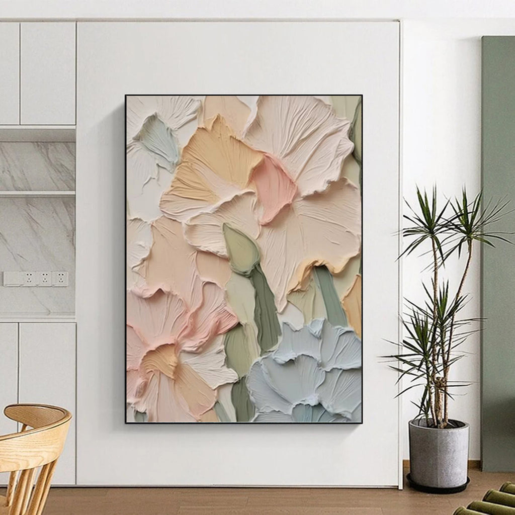 “Pastel Floral Relief” - Realist - Inspired Floral Painting On Canvas PT1393