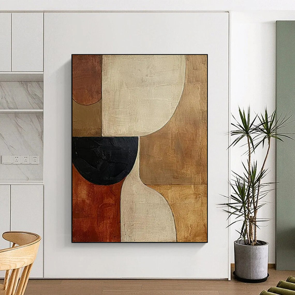 “Earth - Toned Geometric Shapes” - Geometric Abstract Painting On Canvas PT2365