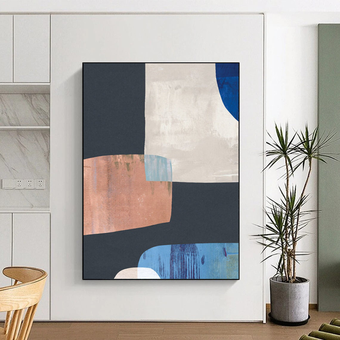 “Geometric Color Blocks” - Modern Shapes & Muted Tones Painting On Canvas DS200