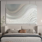 “Monochrome White Waves” - Smooth - Textured Painting On Canvas PT1527