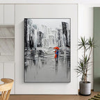 “Monochrome City Lovers” - Urban, Romantic - Styled Painting On Canvas PT1600