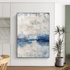 “Blue and White Textured Sea” - Abstract, Coastal - Inspired Painting On Canvas PT1546