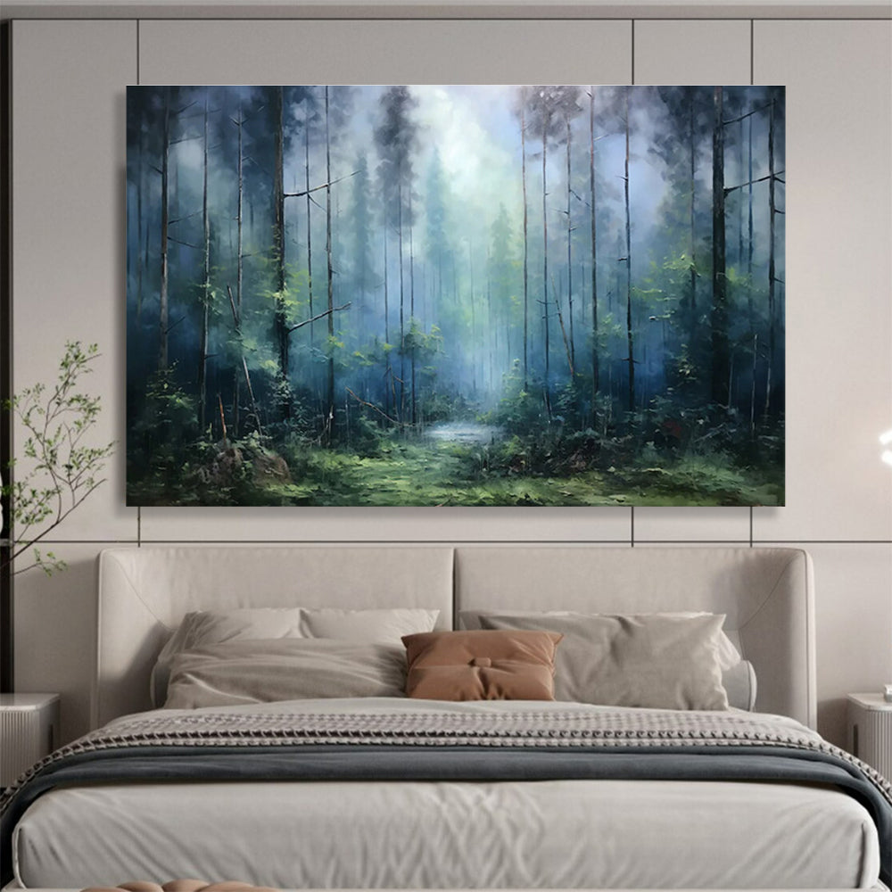 “Misty Forest Landscape” - Realistic Oil Landscape Painting On Canvas DKS869