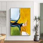 “Vibrant Yellow and Green Flow” - Abstract Energy Painting On Canvas PT2387