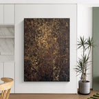 “Brown - Gold Textured Abstract” - Brown, Gold Textured Abstract Painting On Canvas PS0448