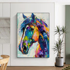 “Rainbow - Colored Horse” - Expressionist Animal Painting On Canvas PT2239
