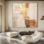 White, Gray, and Gold Textured "Fractured Beauty" Abstract Textured Painting On Canvas PS1052