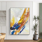 “Colorful Impasto Swirl” - Multicolor, White Abstract Impasto Painting PS0605