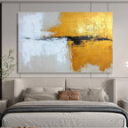 “Gold, White, Black Abstract Textures” Impasto Abstract Painting On Canvas PT1803