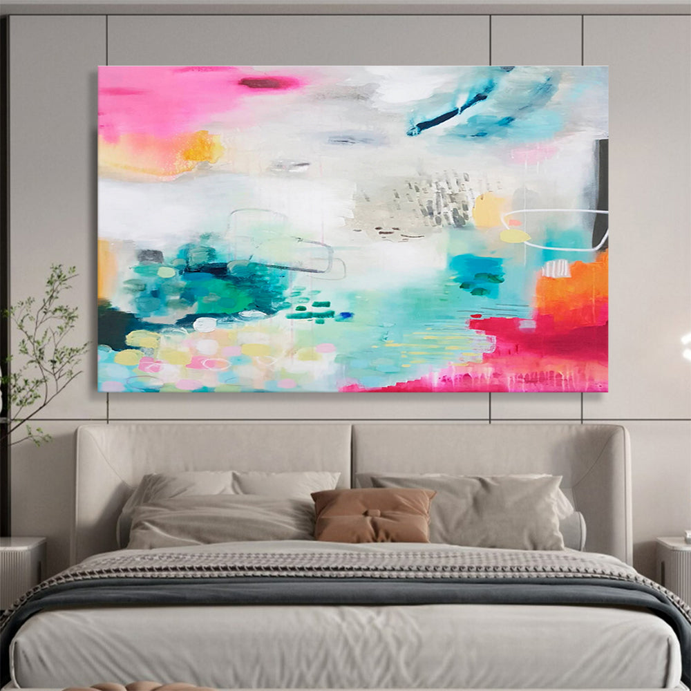 Vibrant Mixed - Color Abstract Painting On Canvas DKS063
