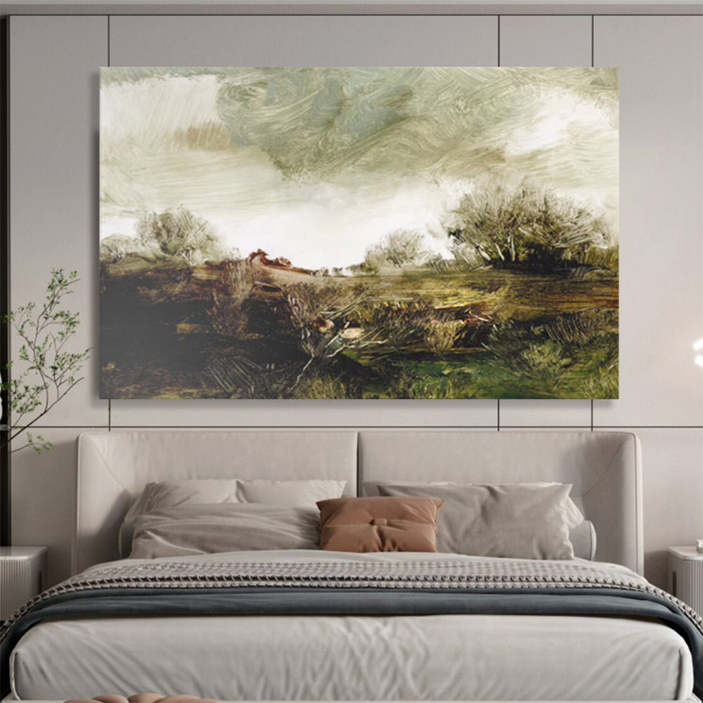“Textured Green Countryside” - Impasto Landscape Painting On Canvas PT122