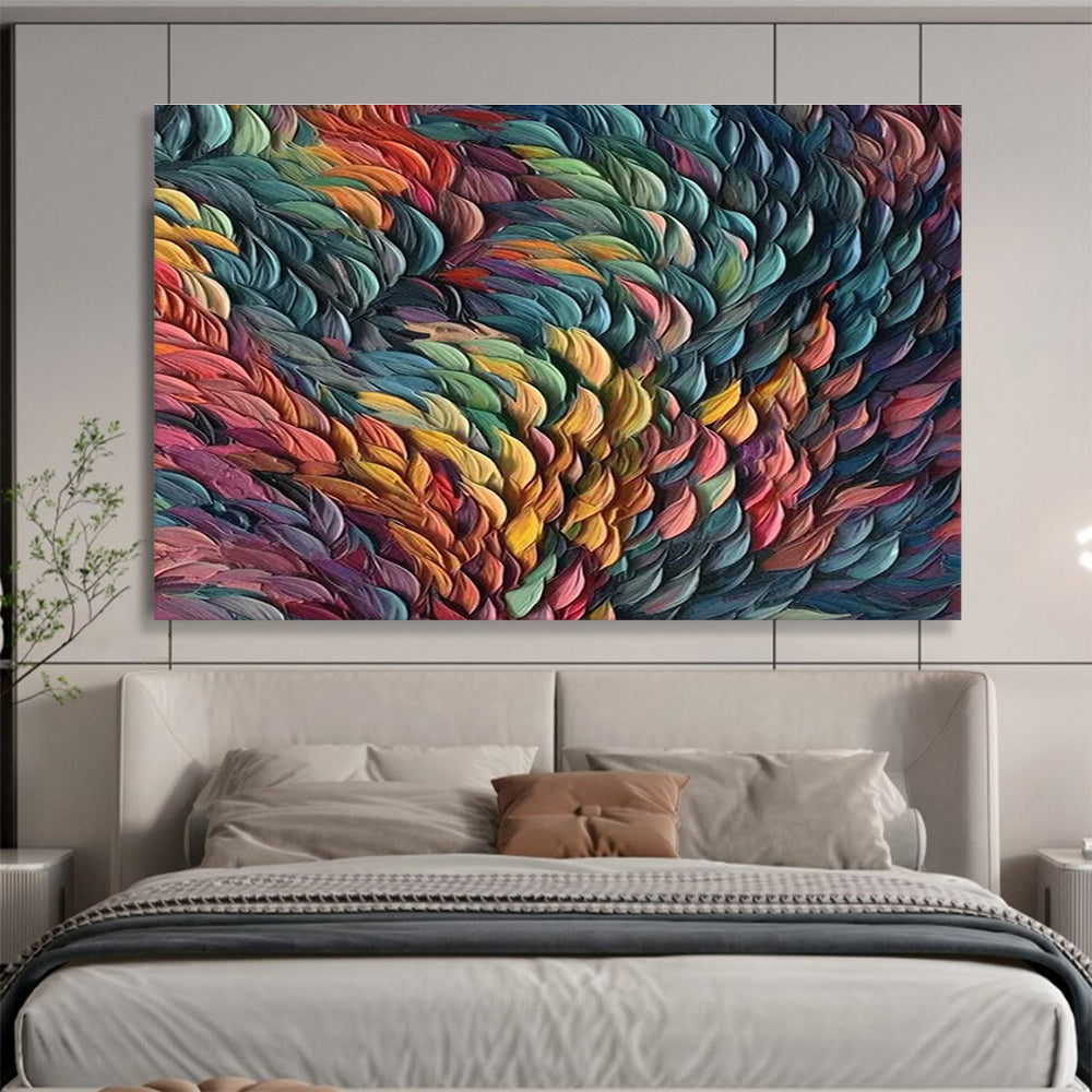 “Colorful Textured Waves” - Impasto Oil Painting On Canvas DKS857