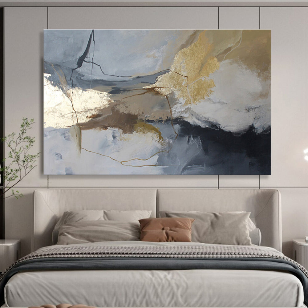 “Gray And Gold Abstract Revisited” - Abstract Painting On Canvas DKS519