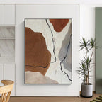 “Brown & Gray Abstract Shapes” - Abstract Shape Painting On Canvas PS0410