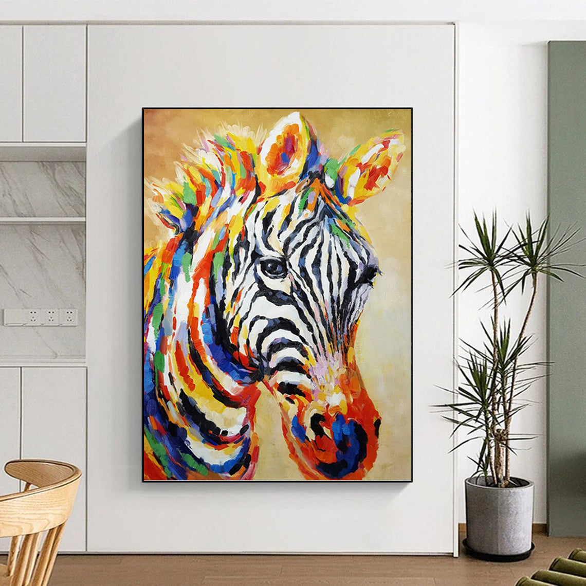 “Colorful Zebra Portrait” - Expressionist - Inspired Animal Painting On Canvas PT1442