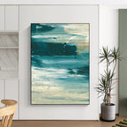 “Ocean Current Abstraction” - Deep Blue Swirls & White Accents Painting On Canvas DS177