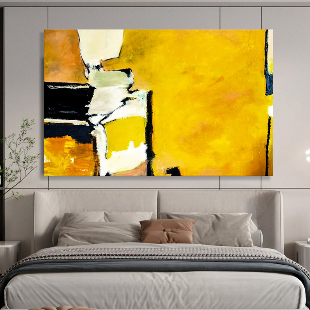 “Bold Yellow with Abstract Forms” Abstract Expressionist Painting On Canvas PT1806