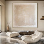 “Beige - White Textured Minimal” - Elegant Abstract Painting On Canvas PS0133