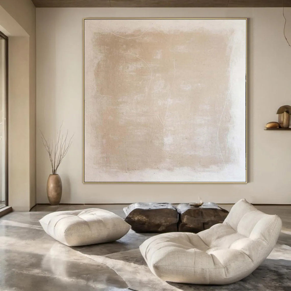 “Beige - White Textured Minimal” - Elegant Abstract Painting On Canvas PS0133