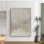 “Textured Neutral Abstract with Raised Elements” - Tactile Abstract Painting On Canvas PS0270
