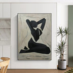 “Black Abstract Figure” - Geometric Acrylic Painting On Canvas PT2164