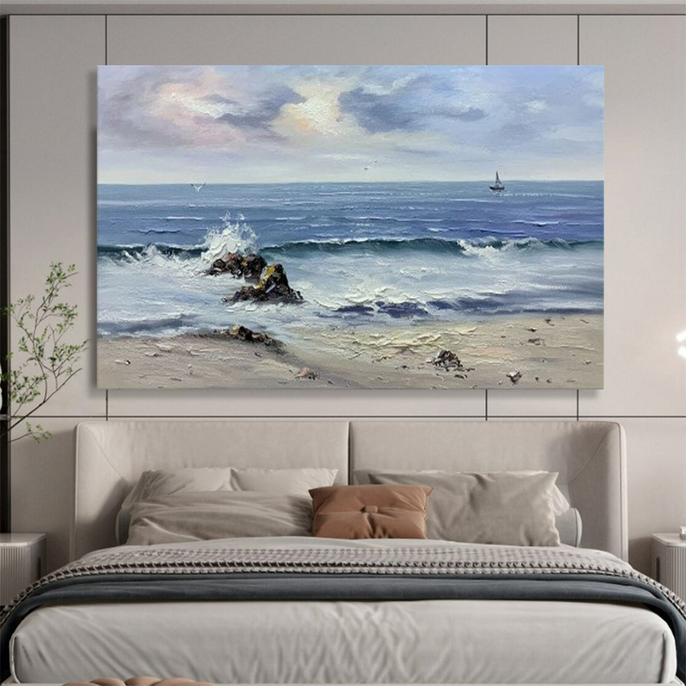 “Seascape with Rocks” - Realistic Coastal Painting On Canvas PT190