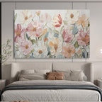 Pastel Blooms - Textured Floral Acrylic Painting, Suited for Nursery & Dressing Room DKS673