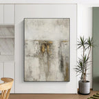 “Grey - Gold Abstract Textured Walls” - Tactile Abstract Painting On Canvas PS0356
